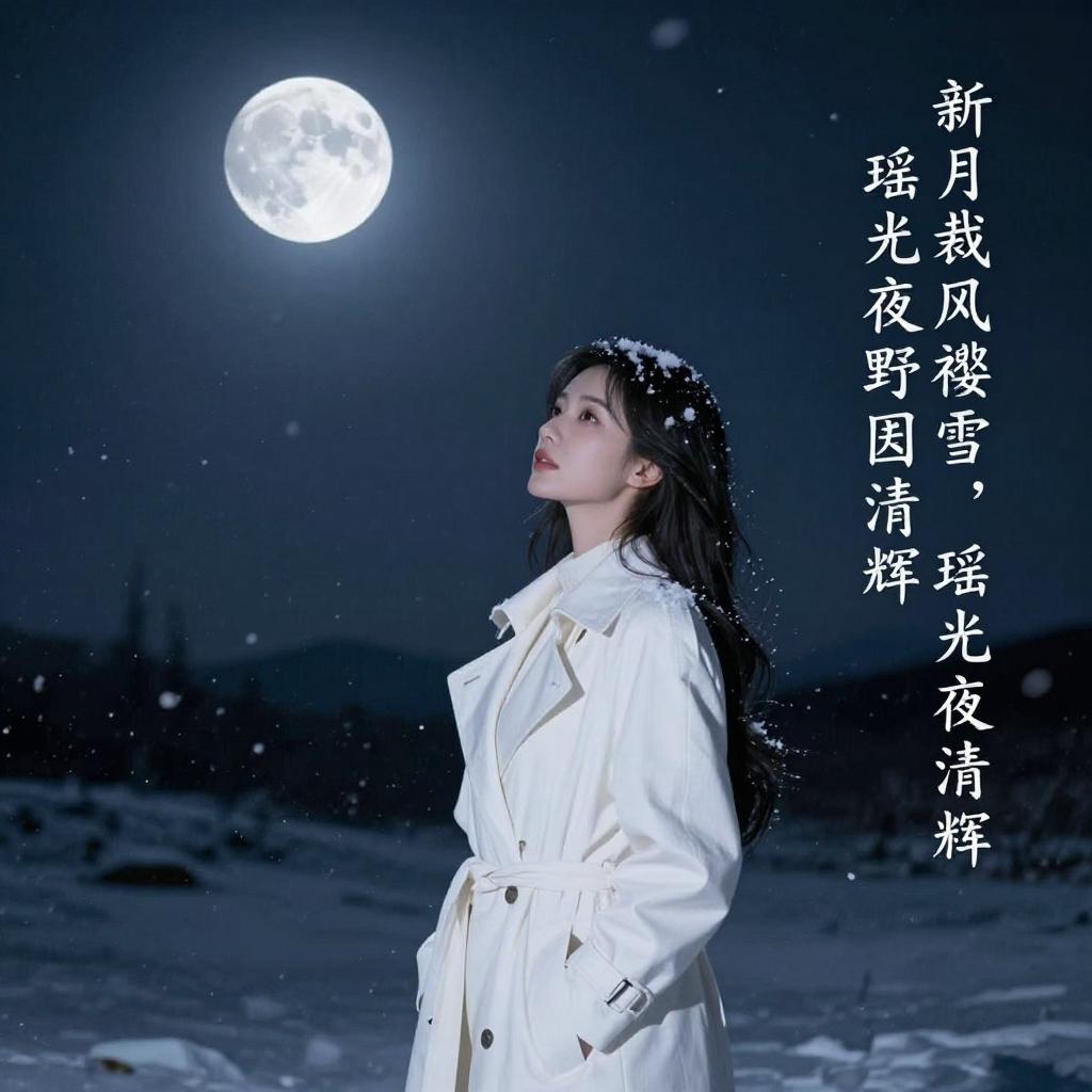 新月裁风裘缀雪，瑶光夜野匿清辉