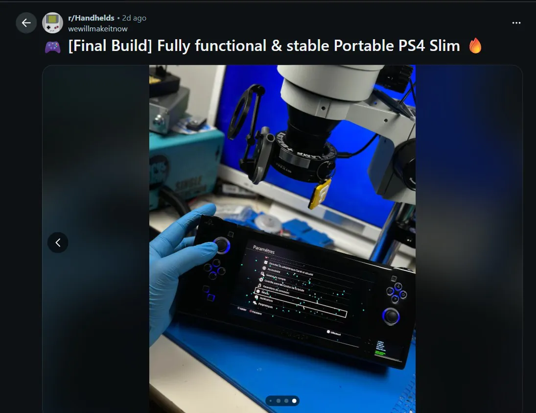 民间大神出手：PS4 Slim被改造成7英寸掌机