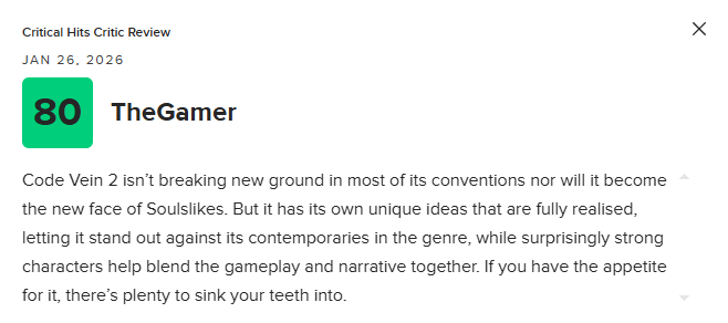 《噬血代码2》MC均分73分：瑕疵太多 优化很差！