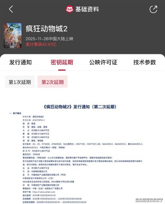 《疯狂动物城2》密钥延长至2月25！中国影史进口片票房
