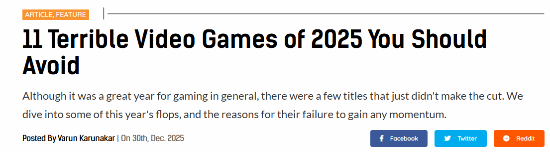 踩雷了吗？年度最烂游戏盘点:NS2独占新作、心之眼等